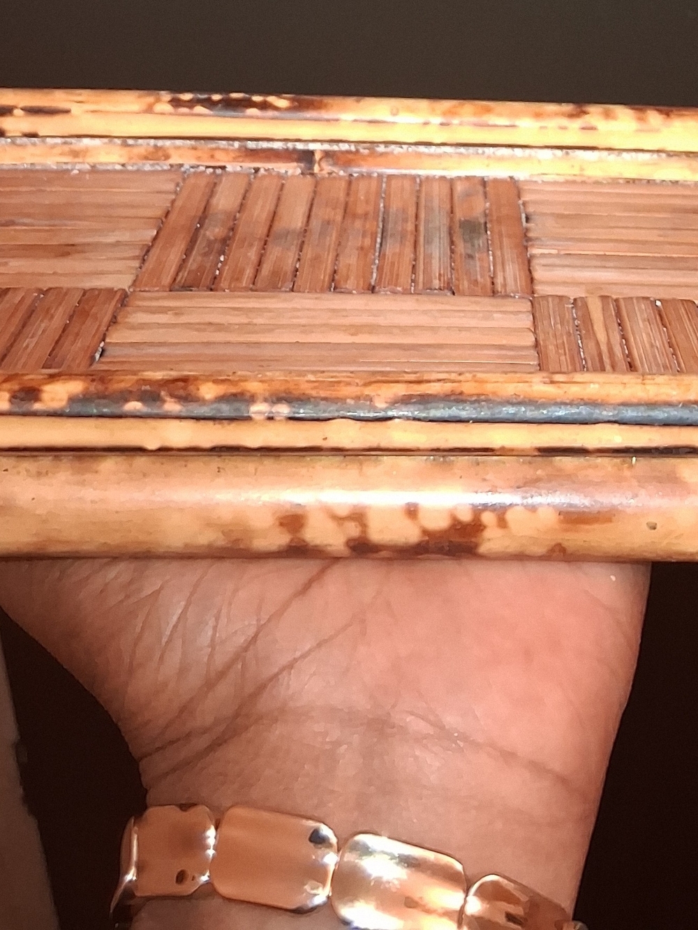 Vintage Bamboo & Split Reed Serving Tray